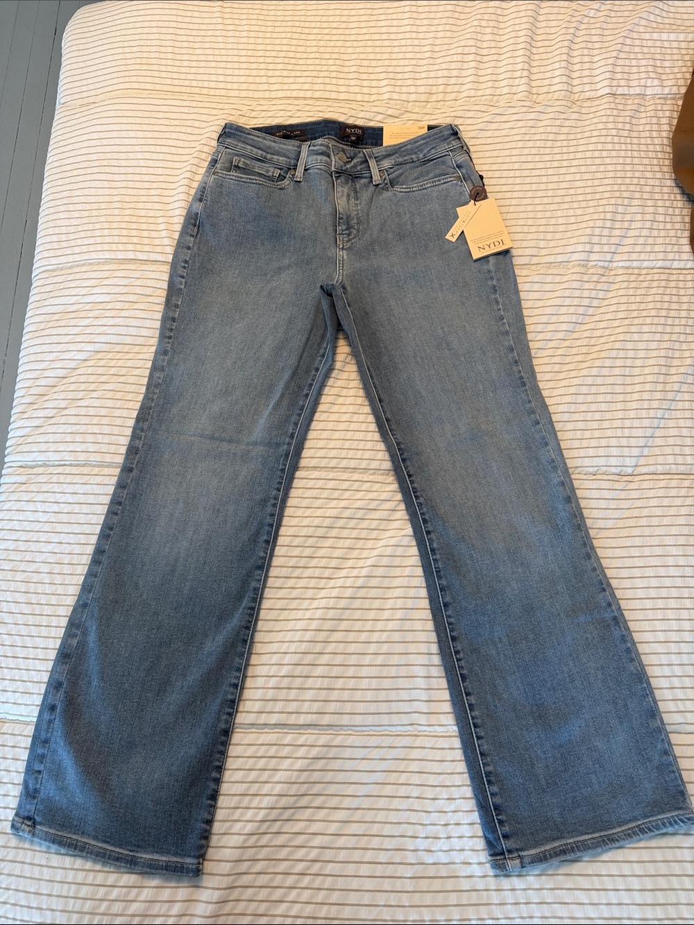 NYDJ Women's Light Blue Wide-Leg Flare Jeans